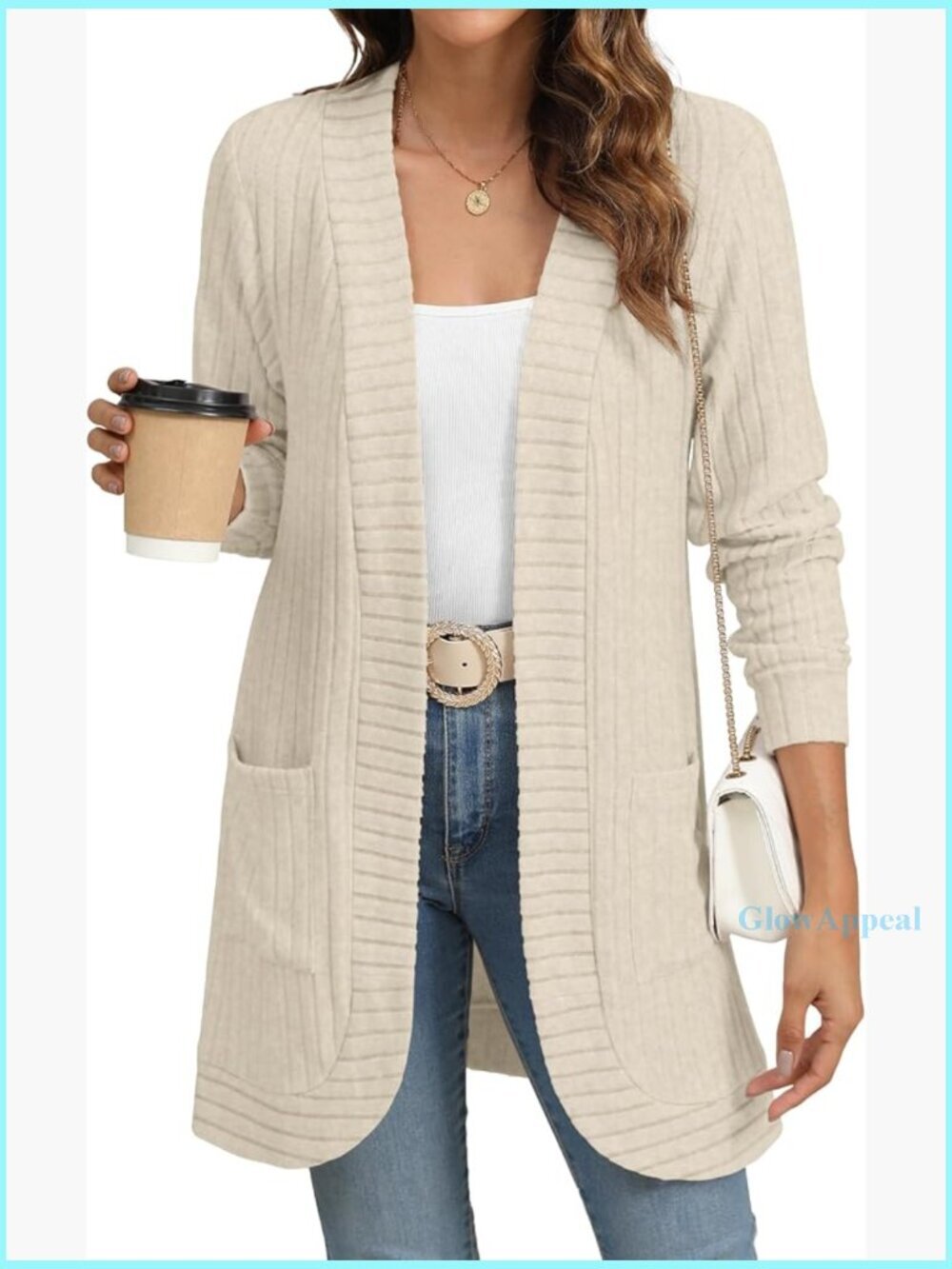 Long Sleeve Open Front Cardigan Lightweight Loose Knit with Pockets